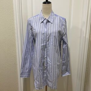 New Equipment Button up Shirt Blouse L Striped Blue Periwinkle Reese Cotton